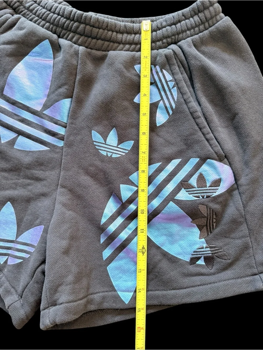 Adidas Originals Big Trefoil Shorts Mens M Gray Blue Iridescent Sweat Shorts